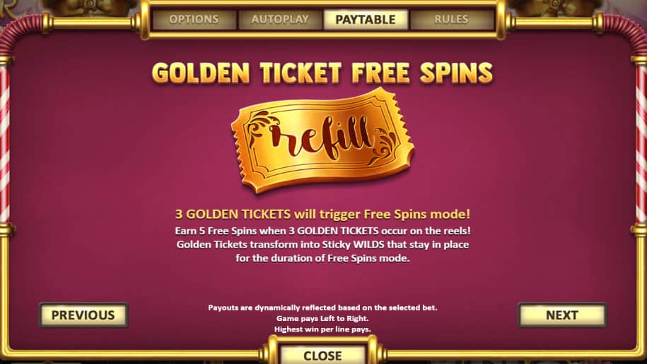 Golden Ticket Free Spins Pokies